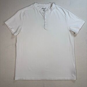William Rast Henley‎ Shirt Men's L White Pima Cotton Soft Stretch *STAIN*